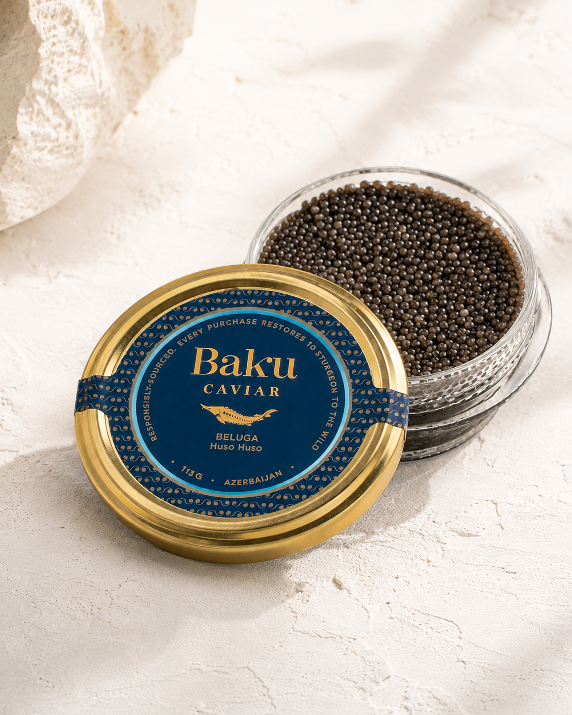 Premium caviar serving detail by CASPIAN