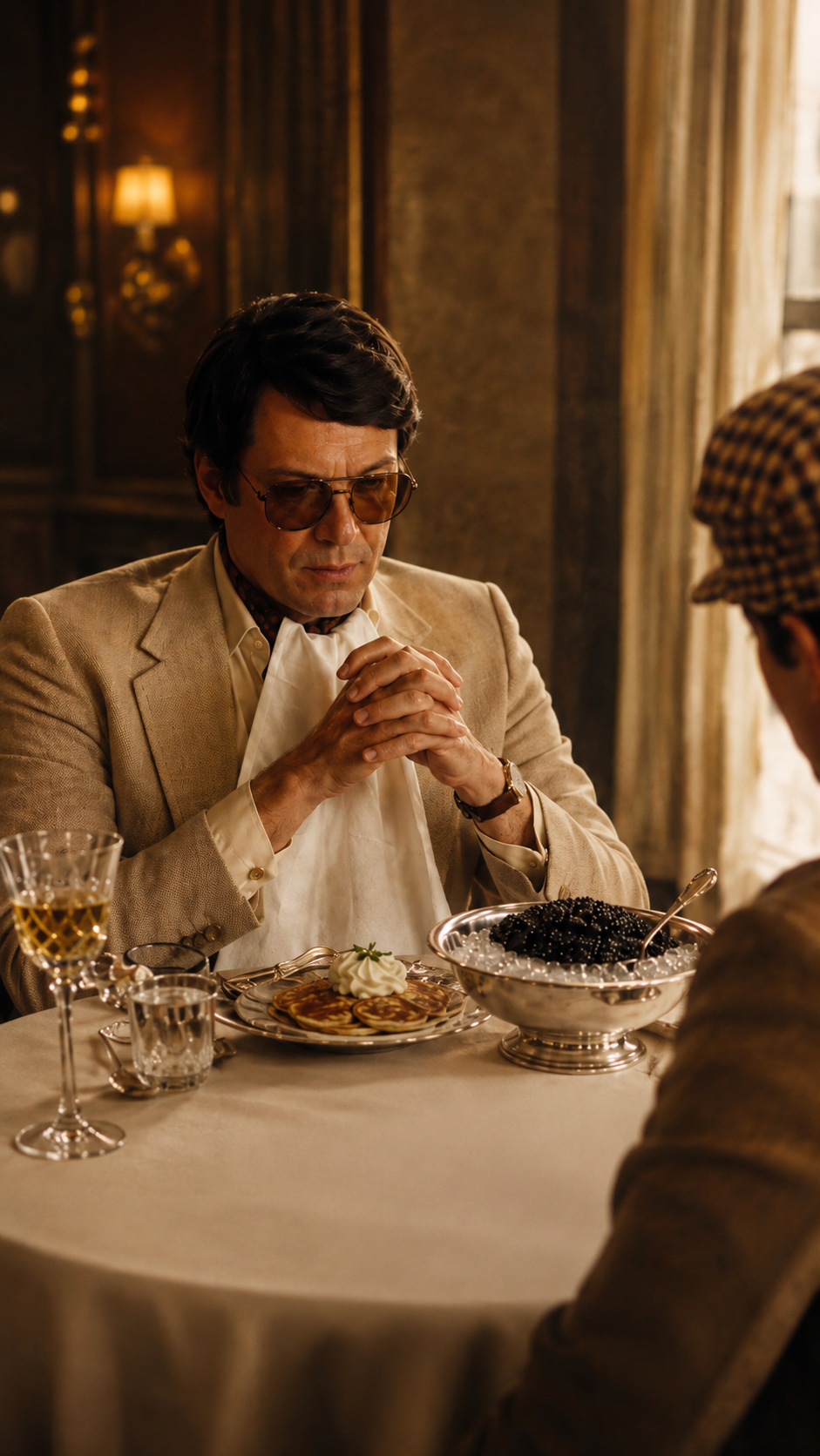 Premium caviar dining experience in a refined restaurant setting